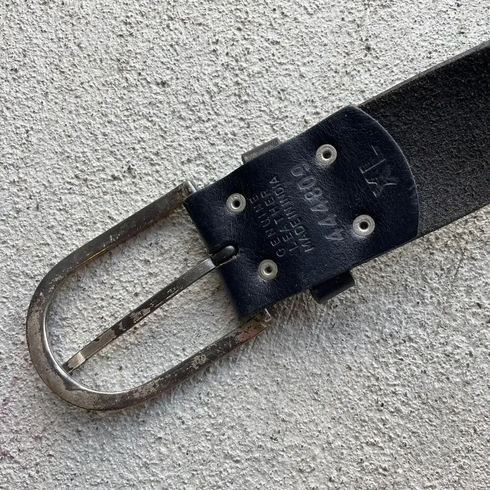 Y2K vintage 2000s black leather studded Calvin Klein belt indie sleaze | XL